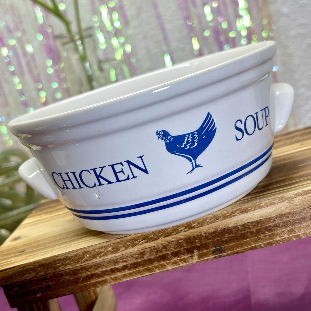 VTG Chicken Soup Bowl FTD Korea Farmhouse Chicken Country Cottage Granny, Used